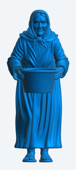 TG114 Older Herring Woman – Headscarf & Basket UNPAINTED
