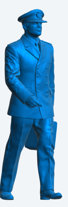 N50 Scale Model Figure – 1980’s Naval Commander “Bond” Walking with Case (Unpainted)