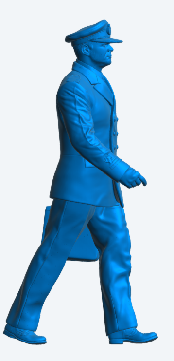 N50 Scale Model Figure – 1980’s Naval Commander “Bond” Walking with Case (Unpainted)