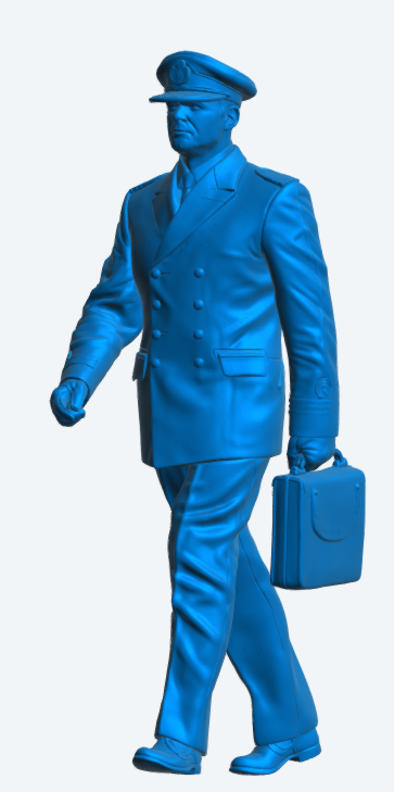 N50 Scale Model Figure – 1980’s Naval Commander “Bond” Walking with Case (Unpainted)