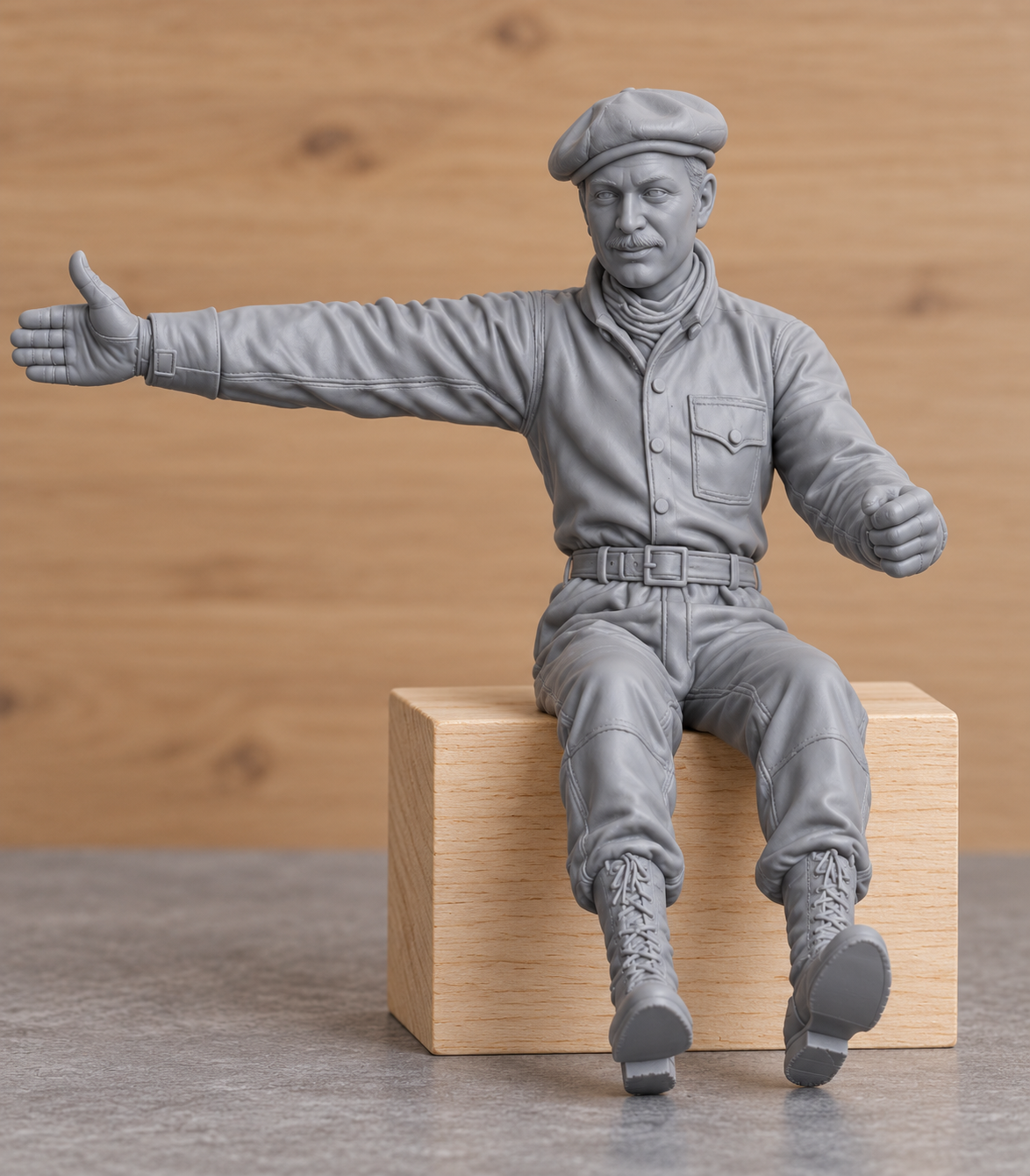 C69 Mamod Roadster  Edwardian Male Driver Signalling – Unpainted, Multi-Scale 1/96 to 1/8 | Jager Hobby