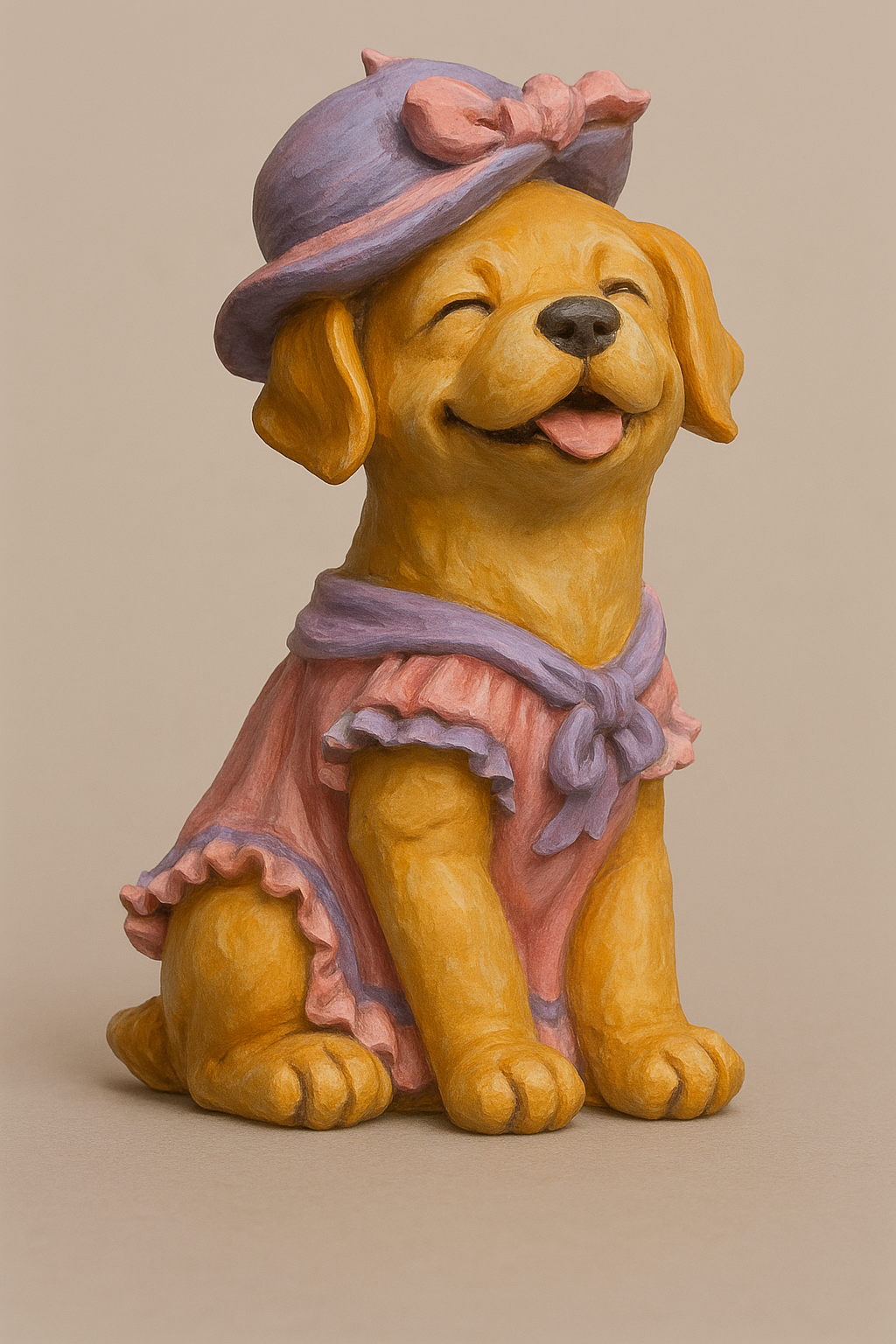 A21 Character Puppy in Dress and Hat with Flowers