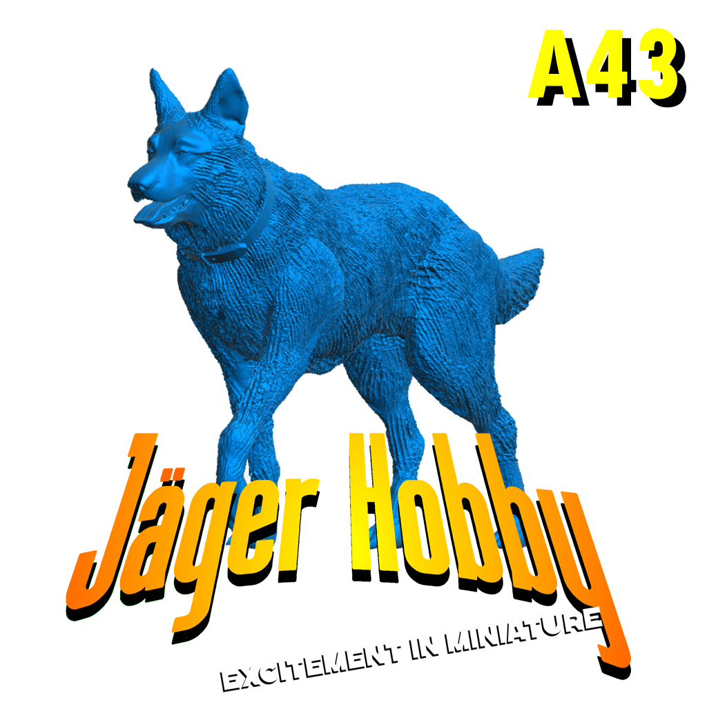 A43 – Running German Shepherd / Alsatian Scale Model | Dynamic Multi-Scale Dog Figure