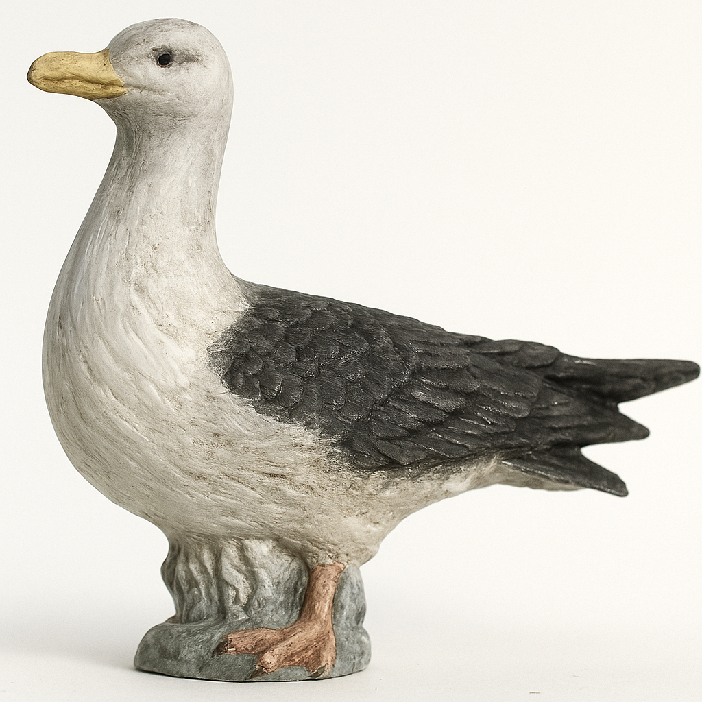 Seagull on Deck, a realistic and carefully sculpted model of a gull standing at rest