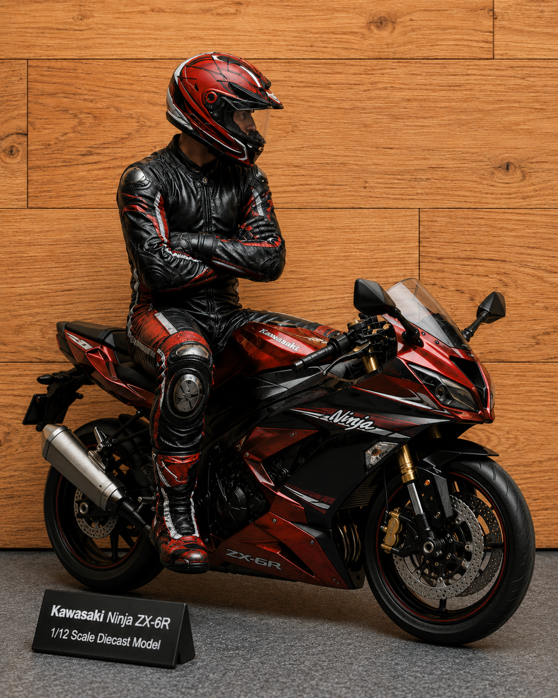 B14 Seated Helmeted Sportbike Rider Figure | Unpainted Multi-Scale Motorcycle Figure