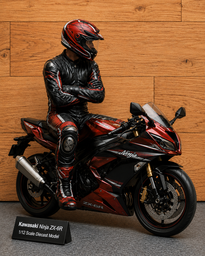 B14 Seated Helmeted Sportbike Rider Figure | Unpainted Multi-Scale Motorcycle Figure