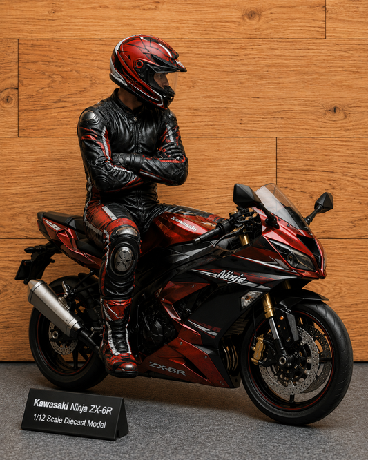 B14 Seated Helmeted Sportbike Rider Figure | Unpainted Multi-Scale Motorcycle Figure