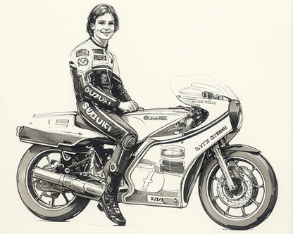 B32 Barry Sheene Seated Rider Figure | Unpainted Scale for Suzuki RG500 Displays
