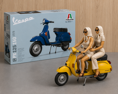 B41 Female Scooter Rider & Passenger Figures – Unpainted Multi-Scale for Vespa & Schuco Displays