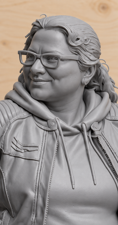 B8 Scale Model Female Biker with Coffee Figure | Unpainted Multi-Scale Motorcycle