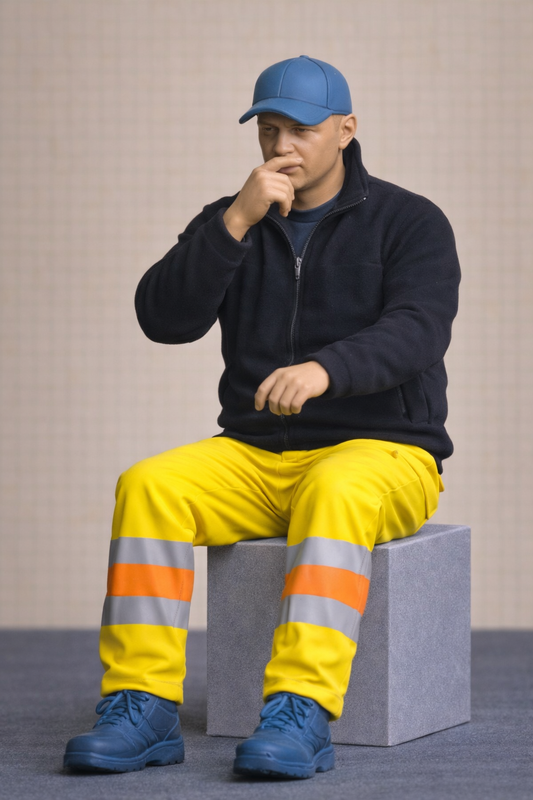C12 Smoking Commercial HGV Driver Figure – High Visibility Workwear Unpainted