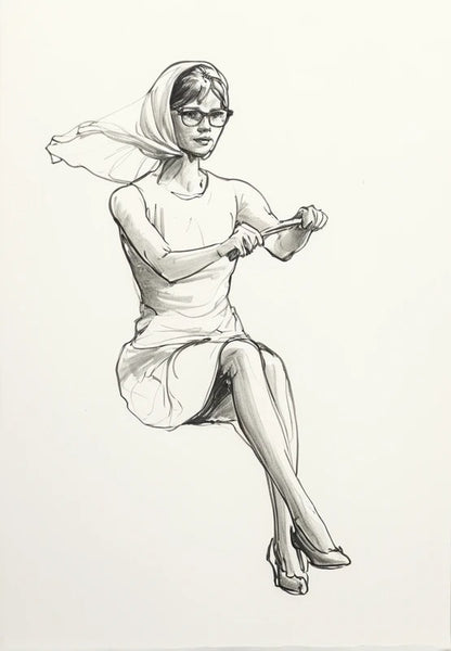 C13 Glamorous Female Driver Figure – Headscarf and Sunglasses Unpainted