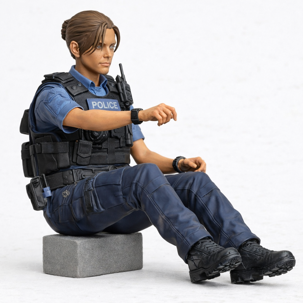 C19 Female Police Officer Driver Figure – Patrol Uniform Unpainted