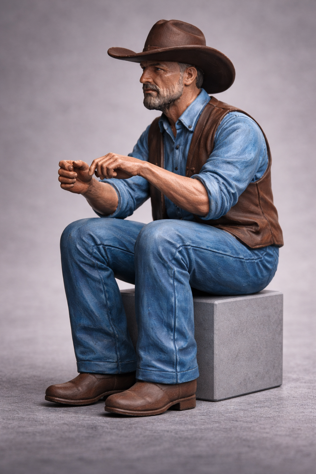 C1 Truck & Farm Driver Figure – Stetson Hat & Dungarees Unpainted