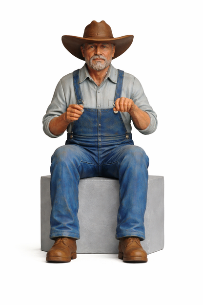 C1 Truck & Farm Driver Figure – Stetson Hat & Dungarees Unpainted