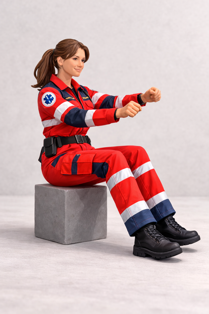 C25 Rettungssanitäterin Figur – Einsatzuniform Unbemalt