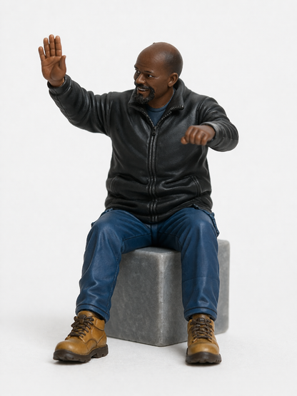 C28B Fahrerfigur LKW – Winkende Pose, Rechtslenker-Version, Unlackiert