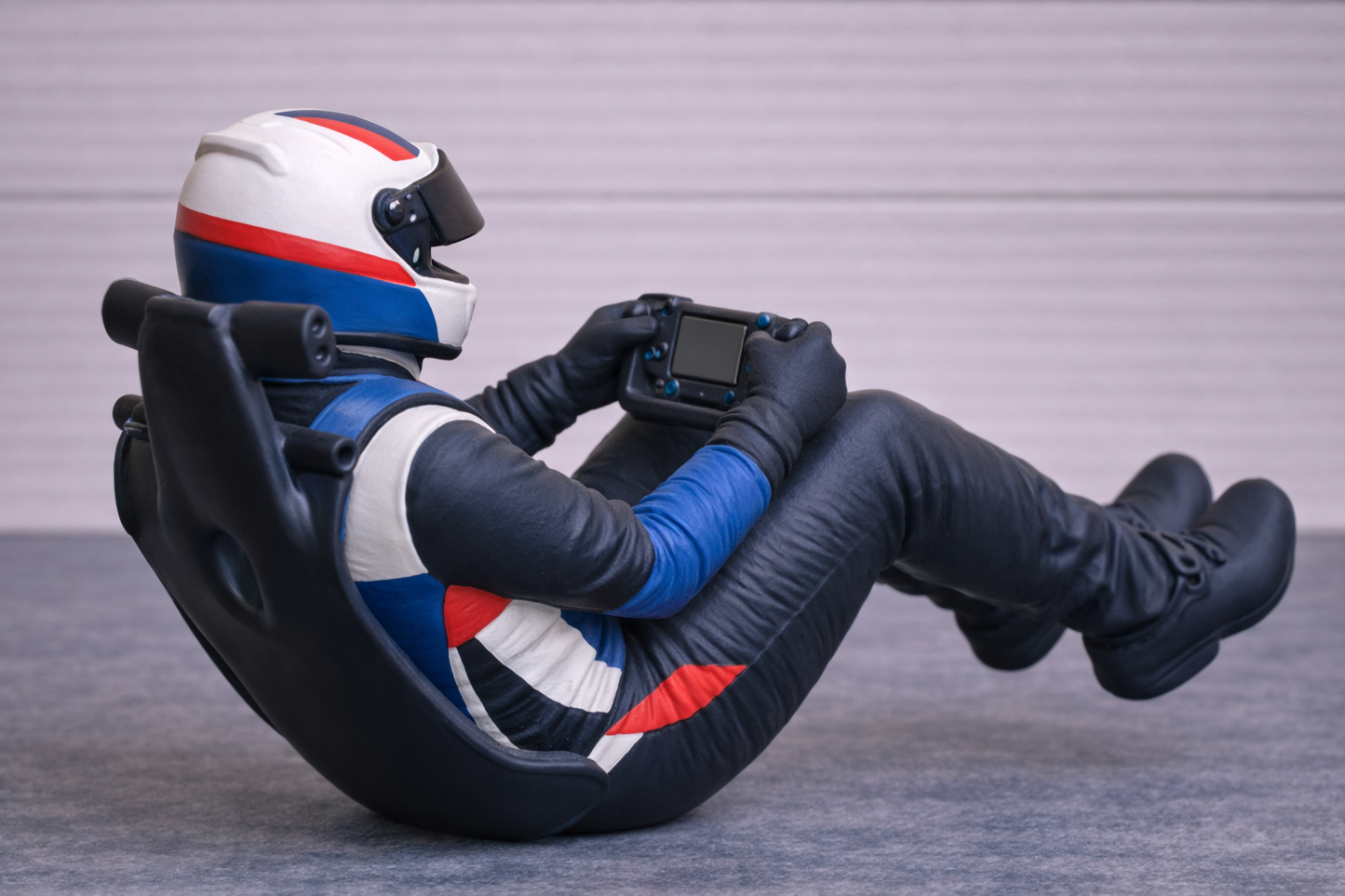 C34 WEC GT Race Driver – Seated Driving Pose with Steering Wheel Unpainted