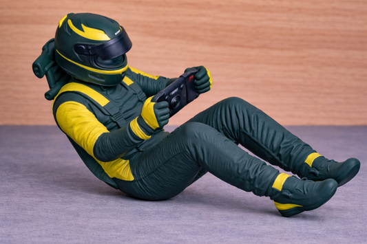 C34 WEC GT Race Driver – Seated Driving Pose with Steering Wheel Unpainted
