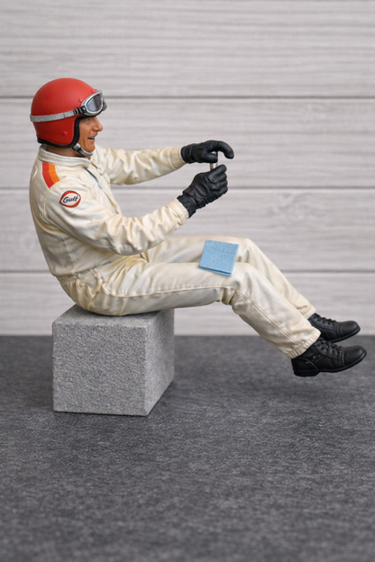 C40 Classic Rally Driver – 1970s–1990s Era Seated Driving Pose Unpainted