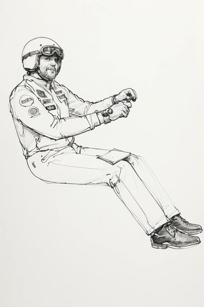 C40 Classic Rally Driver – 1970s–1990s Era Seated Driving Pose Unpainted
