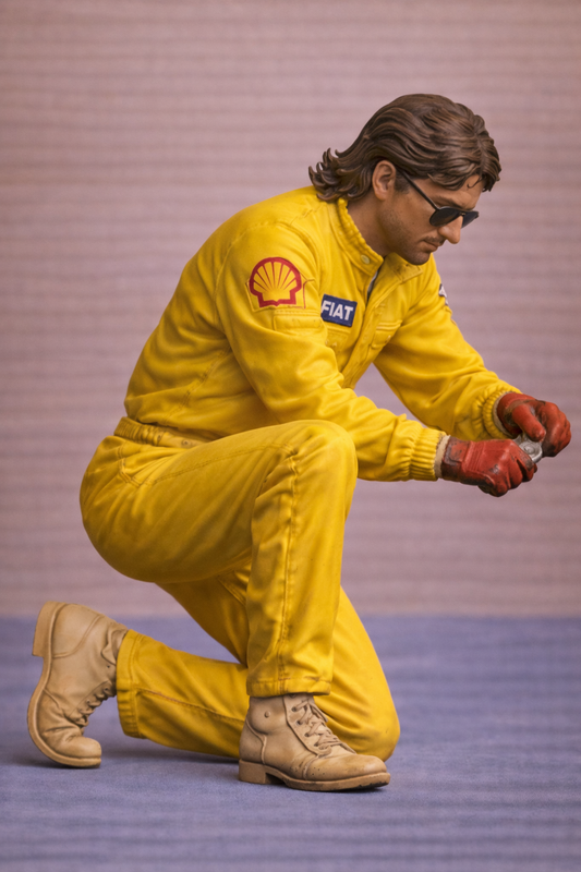 C45 1980s Rally Mechanic – Wheel Change Pose, Unpainted