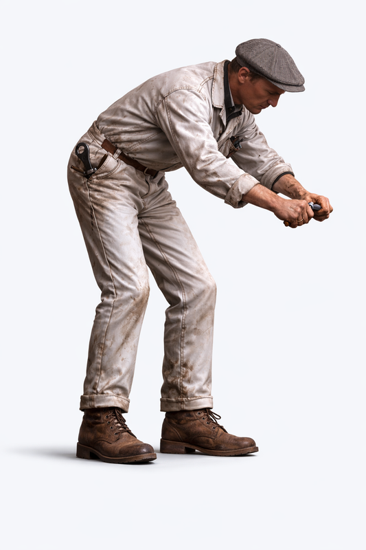 C47 Classic Gentleman Mechanic – 1950s–1960s Era Engine Work Pose, Unpainted