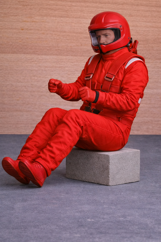 C55 Modern Rally Driver – Seated Driving Pose, Unpainted