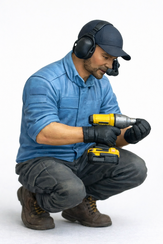 C56 Modern WRC Mechanic – Wheel Gun & Headset, Unpainted