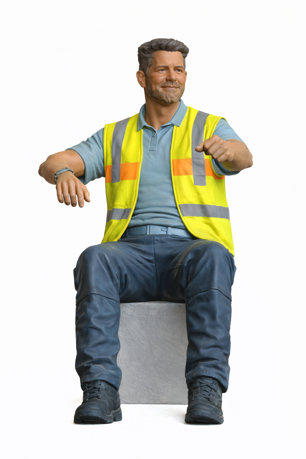 C5B Modern Truck Driver Figure – High Visibility Waistcoat, RHD Version Unpainted