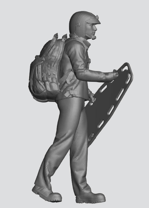 EMS26 – 1/72  Firefighter / EMT Carrying Spine Board with Large Rucksack
