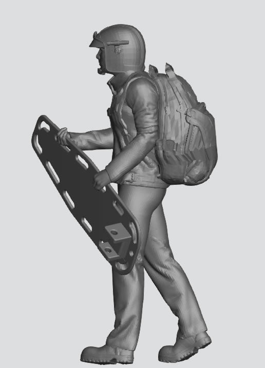 EMS26 – 1/72  Firefighter / EMT Carrying Spine Board with Large Rucksack