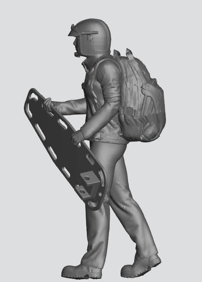 EMS26 – 1/72  Firefighter / EMT Carrying Spine Board with Large Rucksack