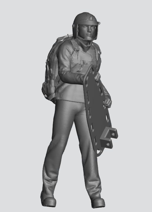 EMS26 – 1/72  Firefighter / EMT Carrying Spine Board with Large Rucksack