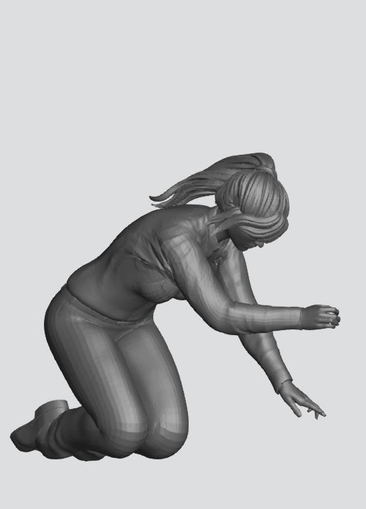 EMS28B – Scale Model Figure: Female Paramedic Kneeling, Performing CPR with Resuscitation Bag