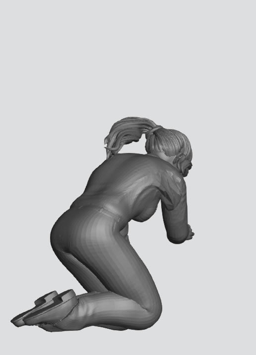 EMS28B – Scale Model Figure: Female Paramedic Kneeling, Performing CPR with Resuscitation Bag