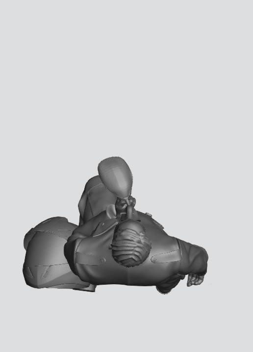 EMS28C – Scale Model Figure: Injured Motorcyclist Casualty Lying Down with Helmet and Resuscitation Bag