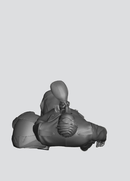 EMS28C – Scale Model Figure: Injured Motorcyclist Casualty Lying Down with Helmet and Resuscitation Bag