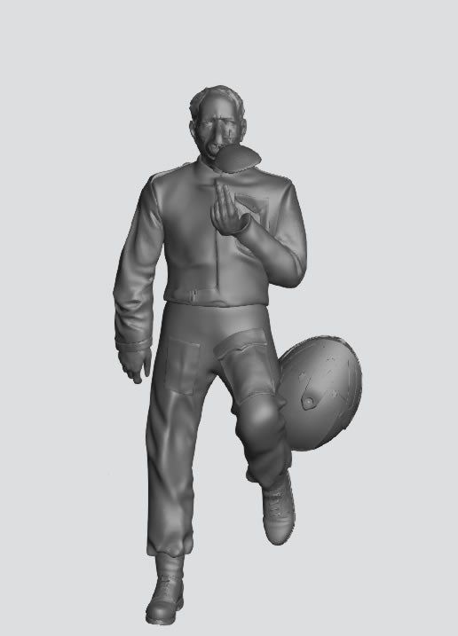 EMS28C – Scale Model Figure: Injured Motorcyclist Casualty Lying Down with Helmet and Resuscitation Bag