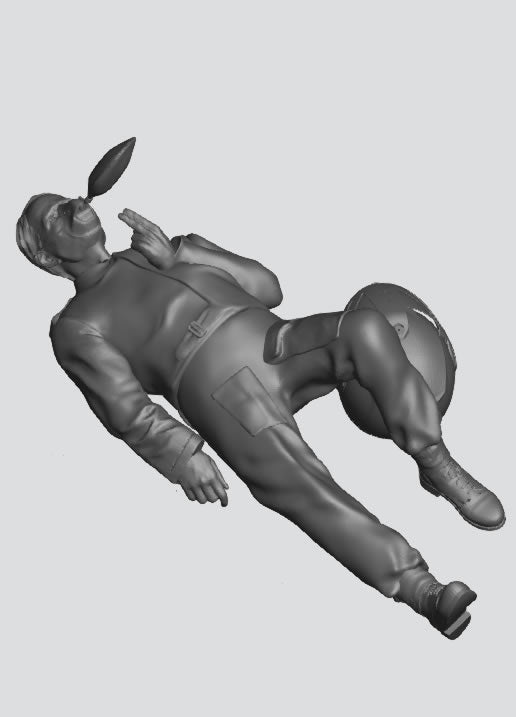 EMS28C – Scale Model Figure: Injured Motorcyclist Casualty Lying Down with Helmet and Resuscitation Bag