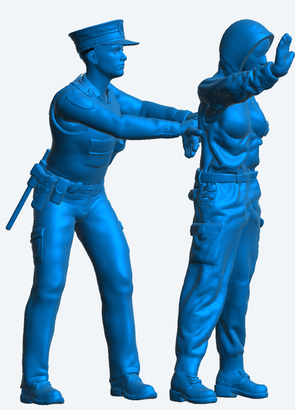 EMS3 European Police Arrest Scene – Unpainted Two-Figure Set (Multi-Scale)