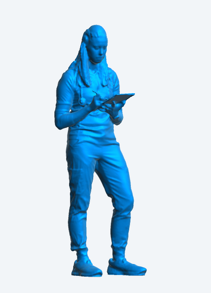 EMS30 – Scale Model Figure: Female Doctor with Stethoscope Checking Chart