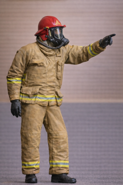 EMS39 USA Firefighter Pointing – Helmet & Mask 3D Scanned, Unpainted