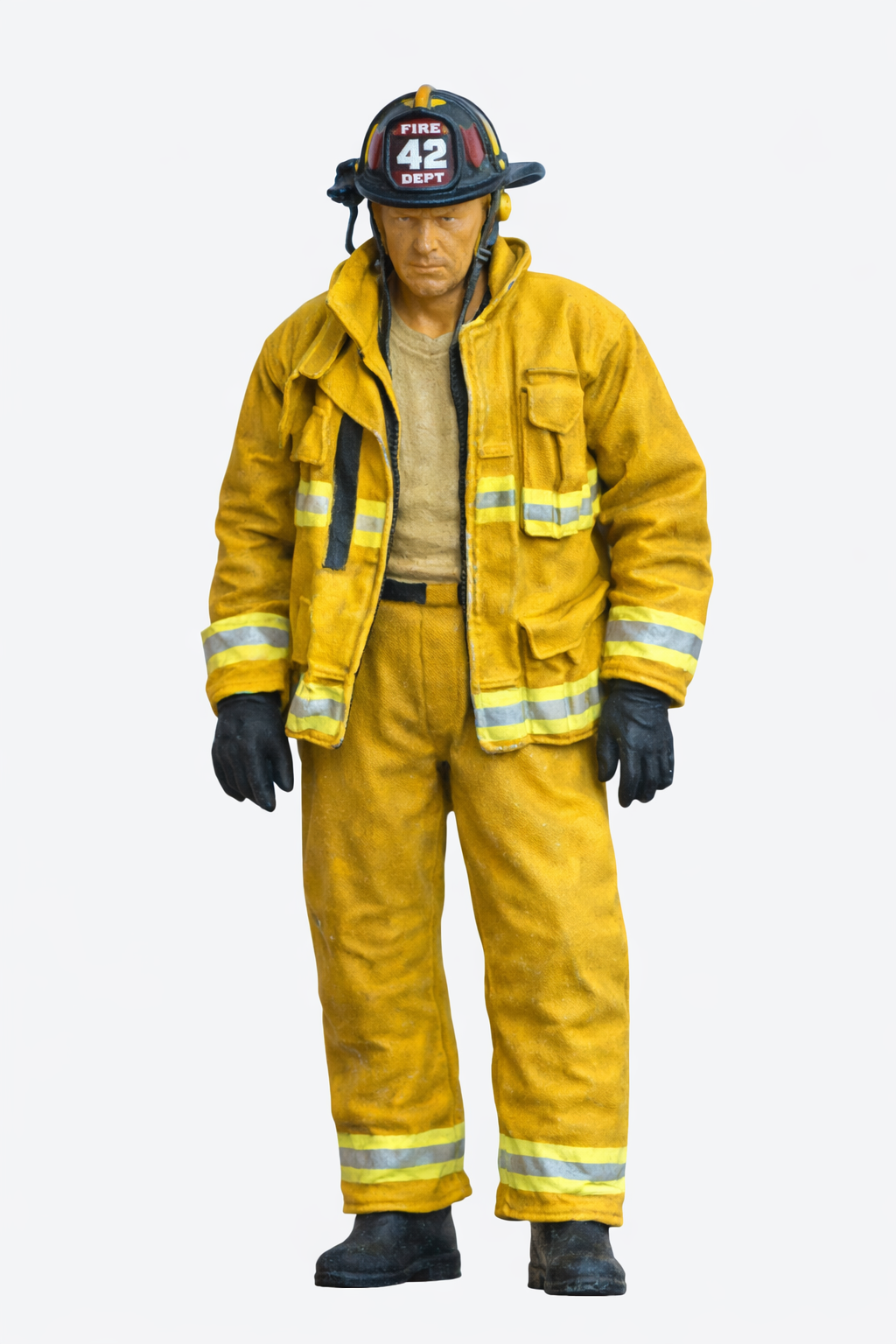 EMS41 USA Firefighter Walking Relaxed 3D Scanned, Unpainted