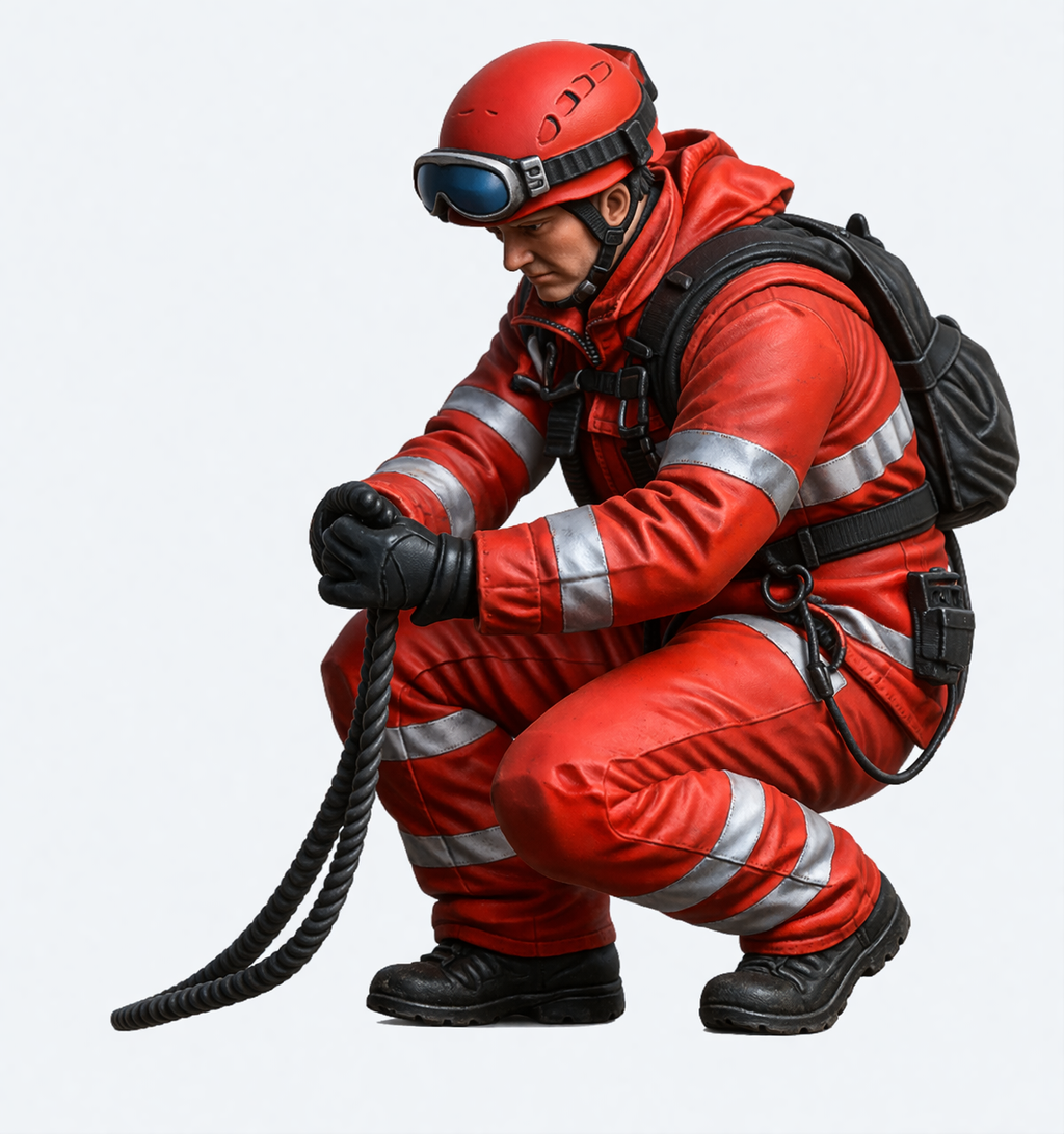 EMS47 Female Mountain Rescue Technician – Rope Handling Figure unpainted
