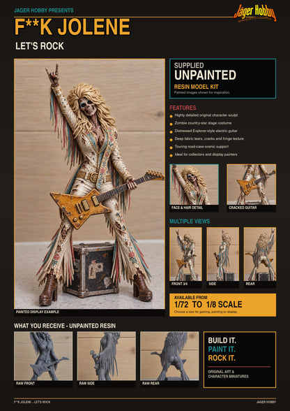 K1 – F**K JOLENE – LET’S ROCK! Undead Country Queen – Unpainted Multi-Scale Resin Figure