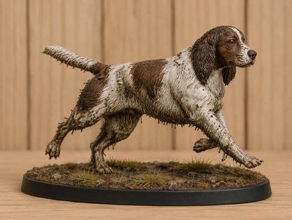 L13 Muddy Spaniel Gun Dog Figure – Working Gundog Miniature for Dioramas & Displays Unpainted