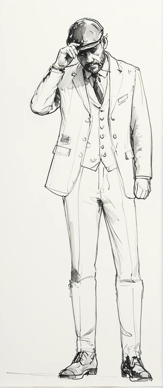 L21 Gentleman Farmer Tipping Cap Figure – Country Estate Greeting Pose Unpainted