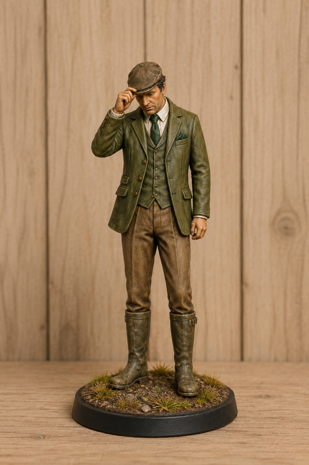 L21 Gentleman Farmer Tipping Cap Figure – Country Estate Greeting Pose Unpainted
