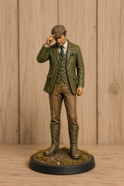 L21 Gentleman Farmer Tipping Cap Figure – Country Estate Greeting Pose Unpainted